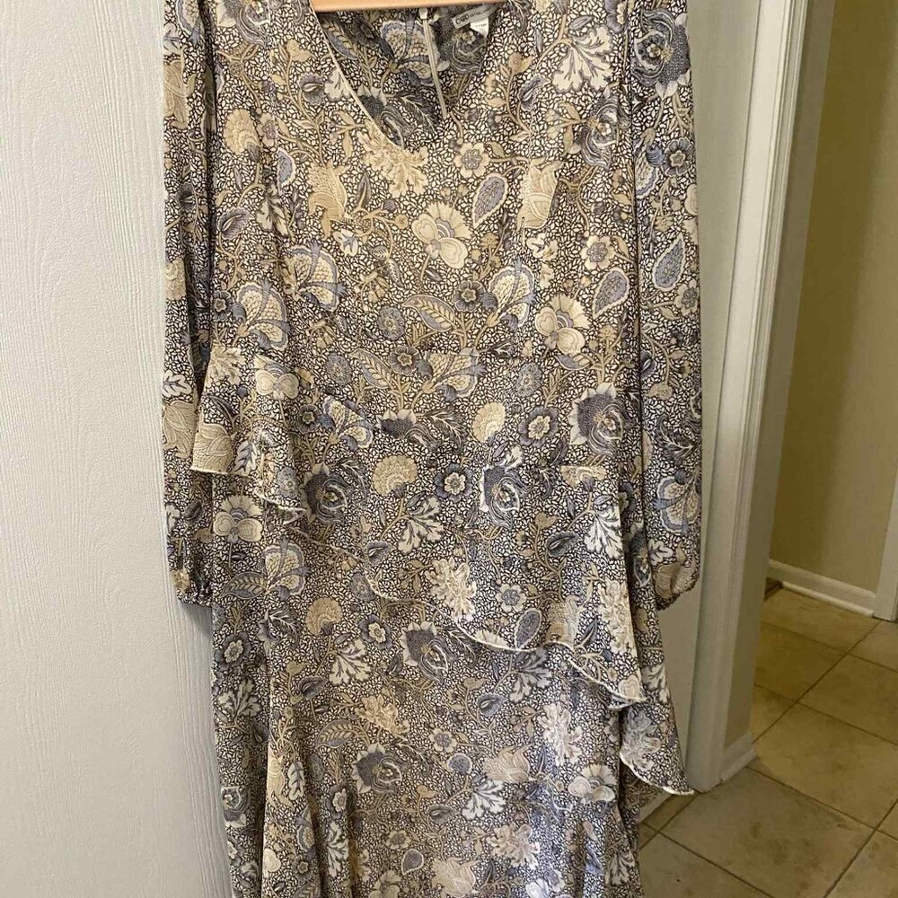 🌿 NWOT 22/24 Flowing Floral Ruffle Dress – Gatsby-Inspired Elegance 🌿